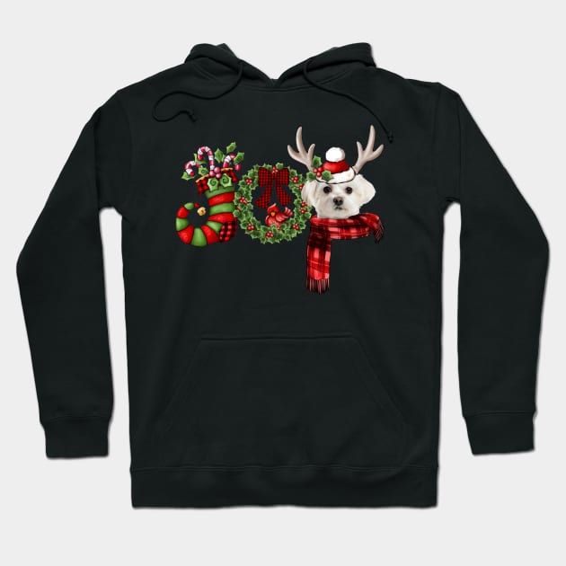 Christmas Joy Dwarf Stocking Reindeer White Maltese Hoodie by Ripke Jesus